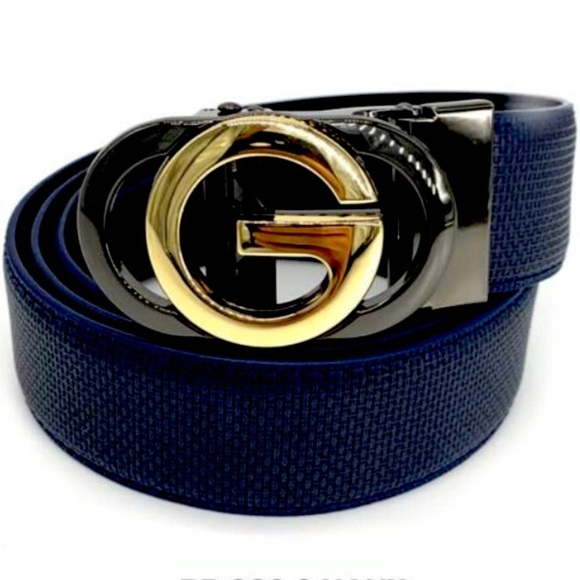 Navy Blue & Gold Adjustable Ratchet Strap Belts
